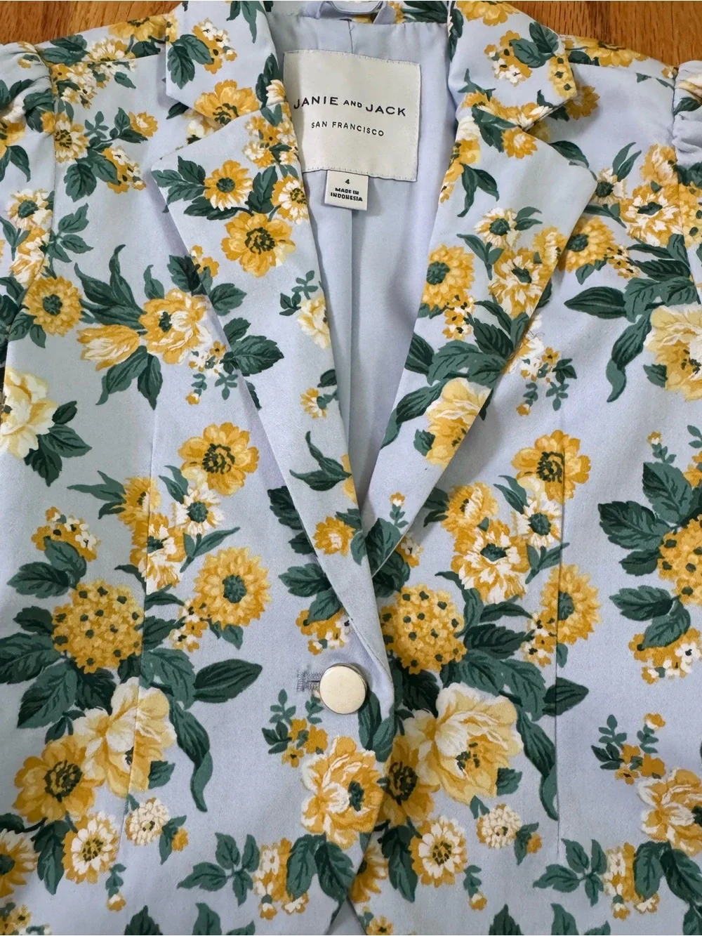 Janie and Jack Light Blue Floral Blazer and Pants Set, Size 4
